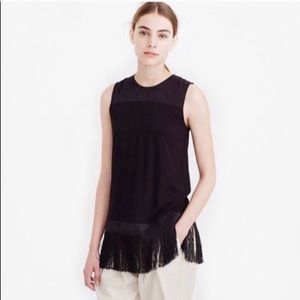 J Crew sleeveless black top with fringe